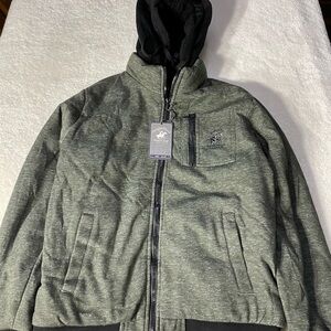 Men's Green Heavy Sweatshirt Jacket Size M Beverly Hills Polo Club